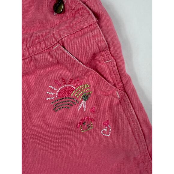 Carhartt Girl Pink Overalls 24 Months Cotton Embroidered Veggie Detail - Picture 4 of 9